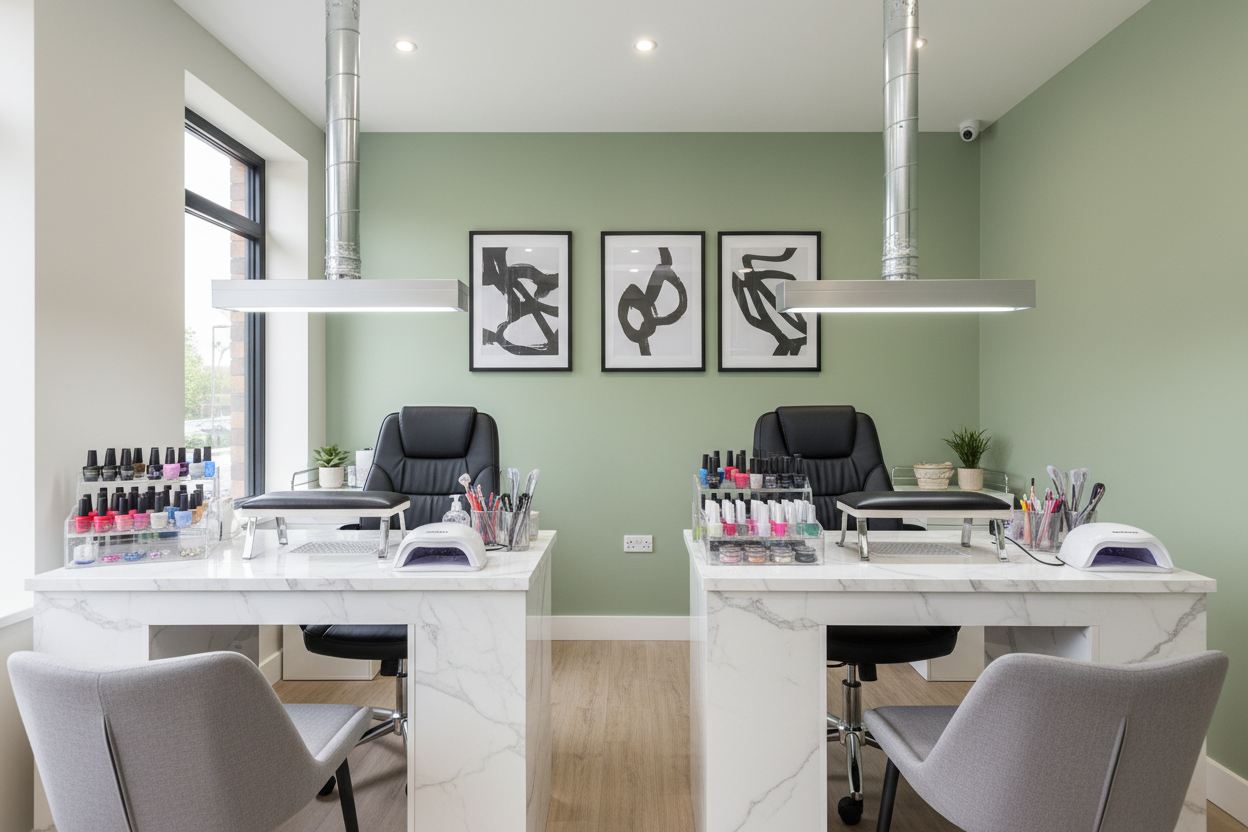 Dual technician stations with ventilation