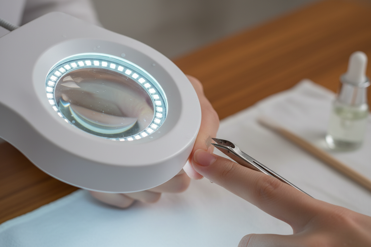 LED magnifier for precise cuticle work