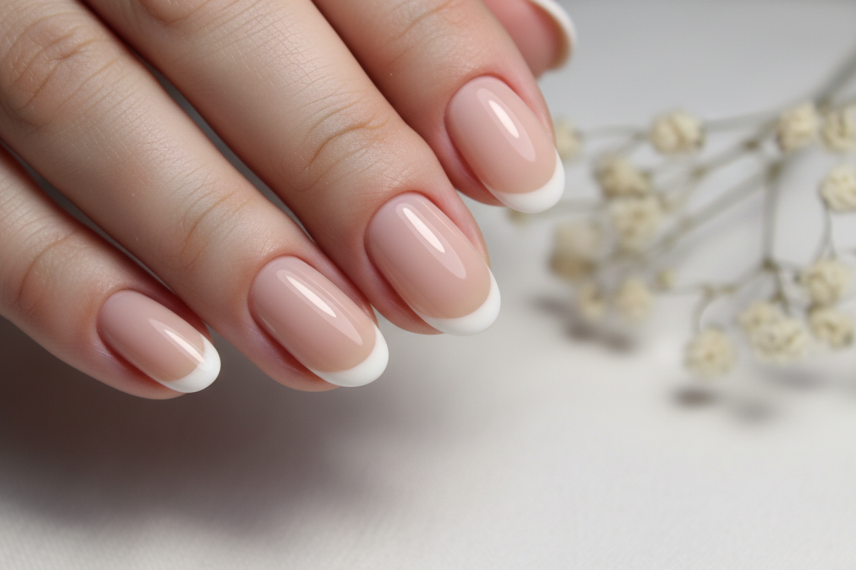 Flawless nude gel nails post-Russian technique
