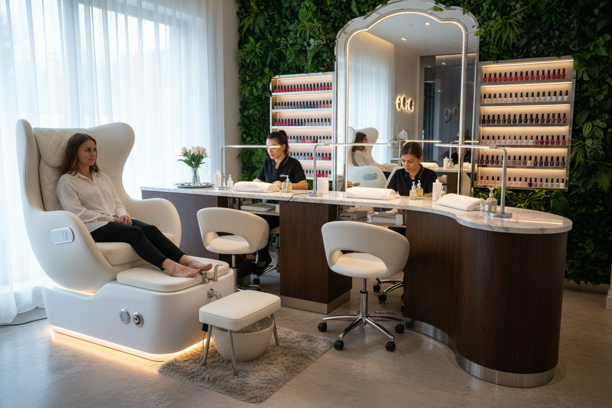 Pedicure spa chair with manicure station