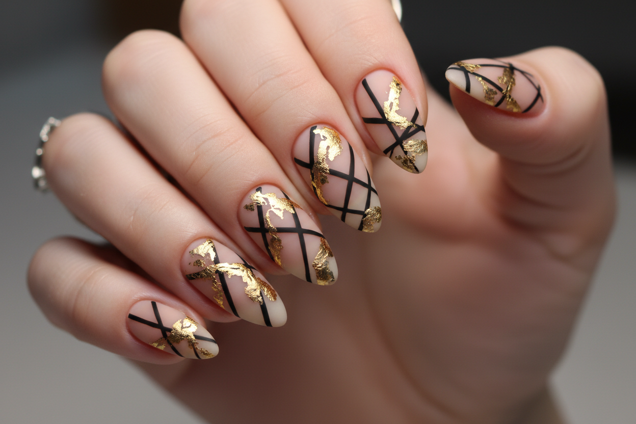 Negative space geometric with gold leaf
