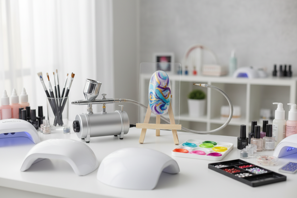 Airbrush compressor with pigment palette