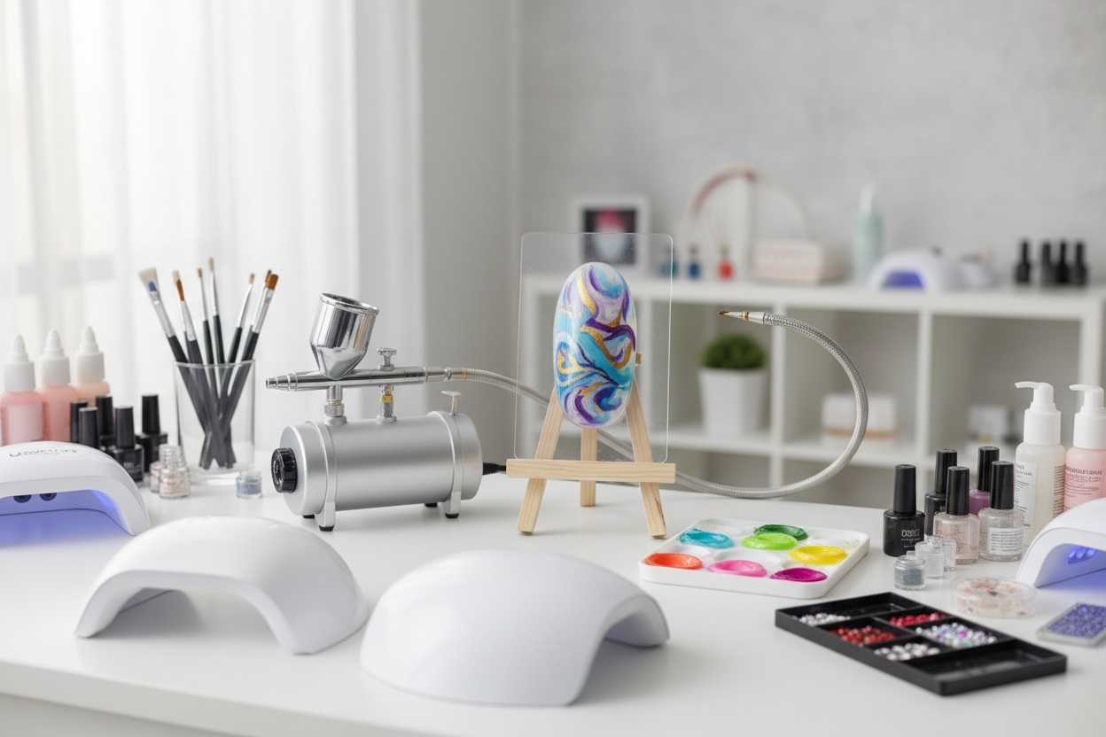 Airbrush compressor with pigment palette