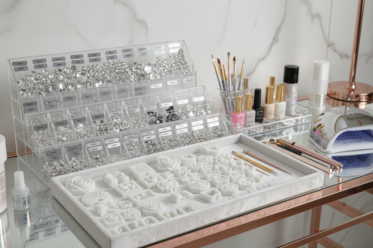 Swarovski crystal organizer with 3D molds