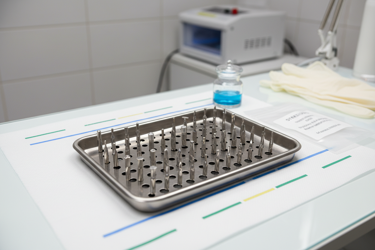 Sterile bit selection tray for Russian manicure