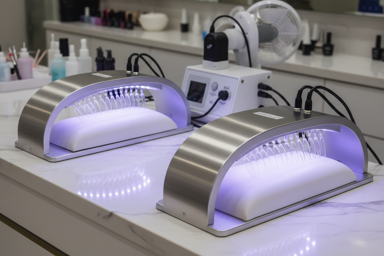 Dual LED curing stations